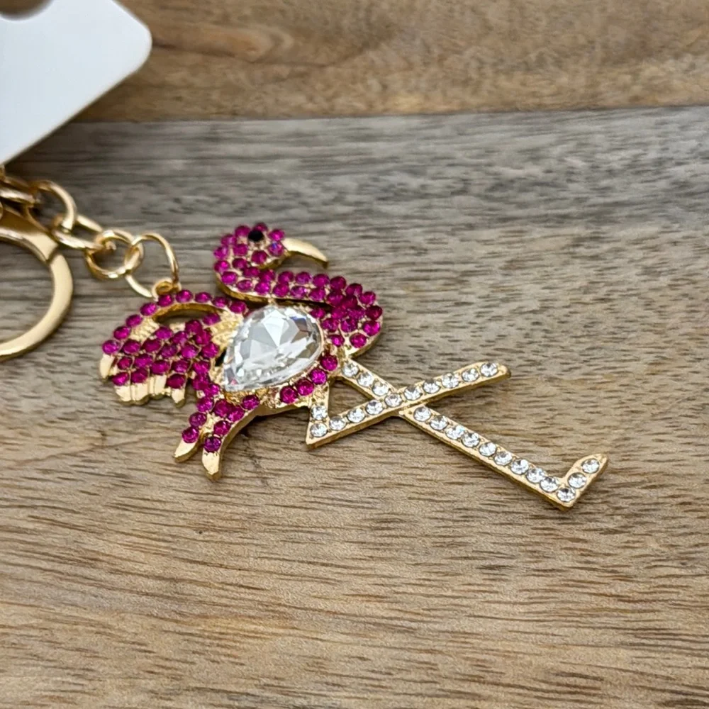 Mint Gold and Pink Flamingo Bag Charm/Key Holder NEW